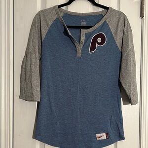 Majestic Blue Gray Raglan Tee